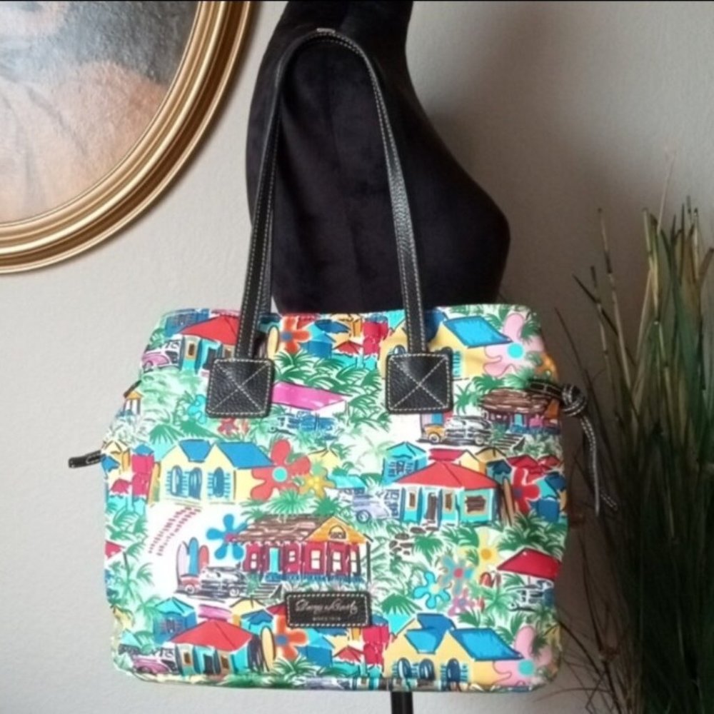 DOONEY & BOURKE "Sandbar" Tropical XL Satchel Bag Purse. Mint Condition